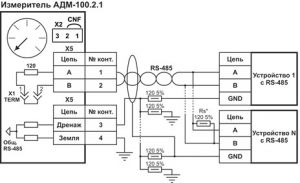 Рисунок 8 - Подключение АДМ-100.2 к линии RS-485 с экранированием.jpg